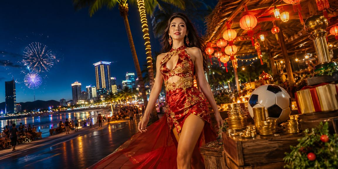 Du khách tại Nha Trang theo dõi kết quả cá cược thể thao trực tuyến trên bờ biển buổi chiều